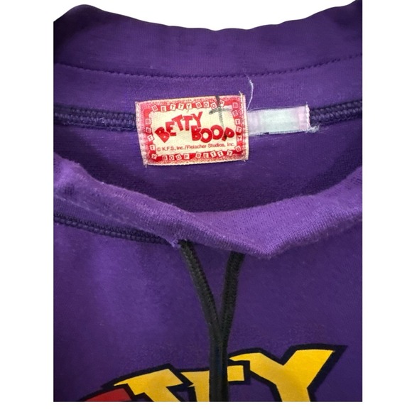 Vintage Betty Boop Purple Graphic Sweatshirt High Neck Drawstring L/XL - Picture 7 of 7